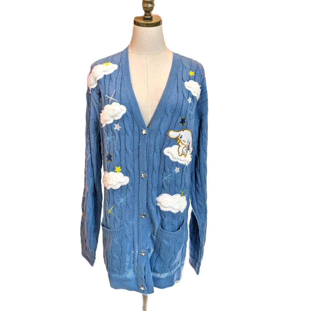 NWT Cinnamoroll Cloud‎ Cable Knit Cardigan Size M Hot Topic Sanrio Hello Kitty